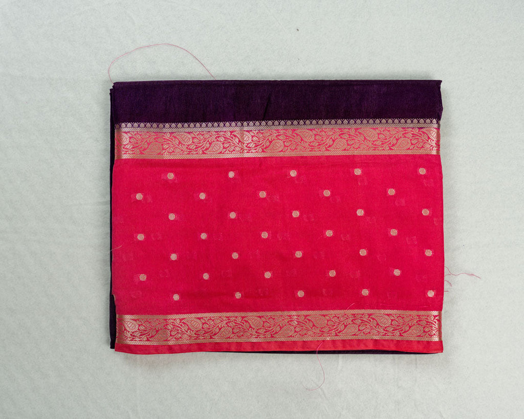 maroon Banarasi Tussar Silk Saree
