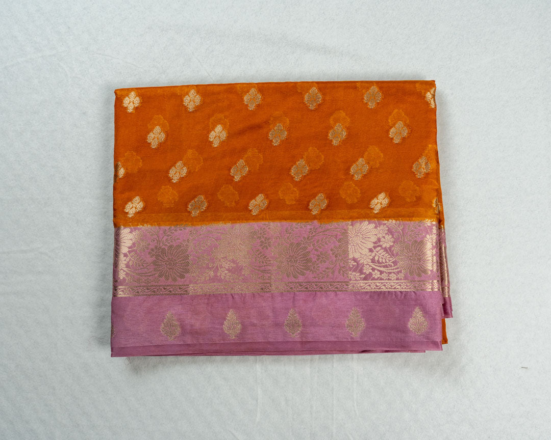 Rust Orange Banarasi Dupion Saree
