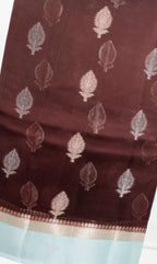 Banaras Kashmiri Silk maroon woven leaf motif detail