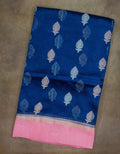 Banaras Kashmiri Silk saree in navy blue and pink, full view