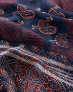 Blue Banarasi Linen Cotton Saree — fabric view