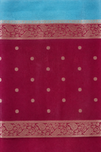 Blue Banarasi Tussar Silk Saree – border view