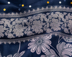 Dark Blue Banarasi Linen Saree — fabric view