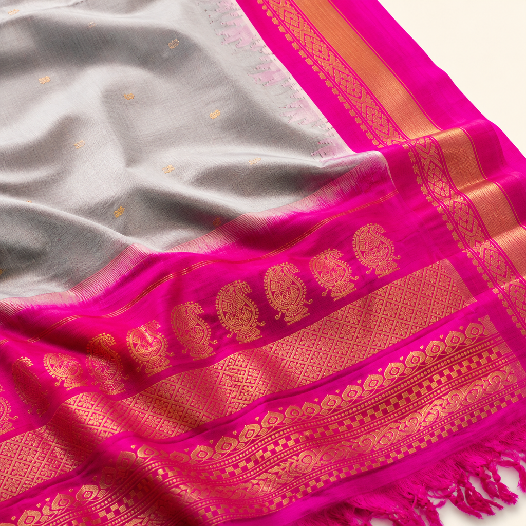 Pure handloom Gadwal saree catalog 43 — fabric close-up