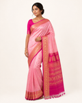 Pure handloom Gadwal saree catalog 45 — modeled view with minimal jewelry