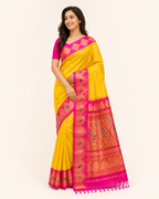 Pure handloom Gadwal saree catalog 46 — modeled view with minimal jewelry