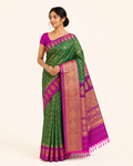 Pure handloom Gadwal saree catalog 47 — modeled view with minimal jewelry
