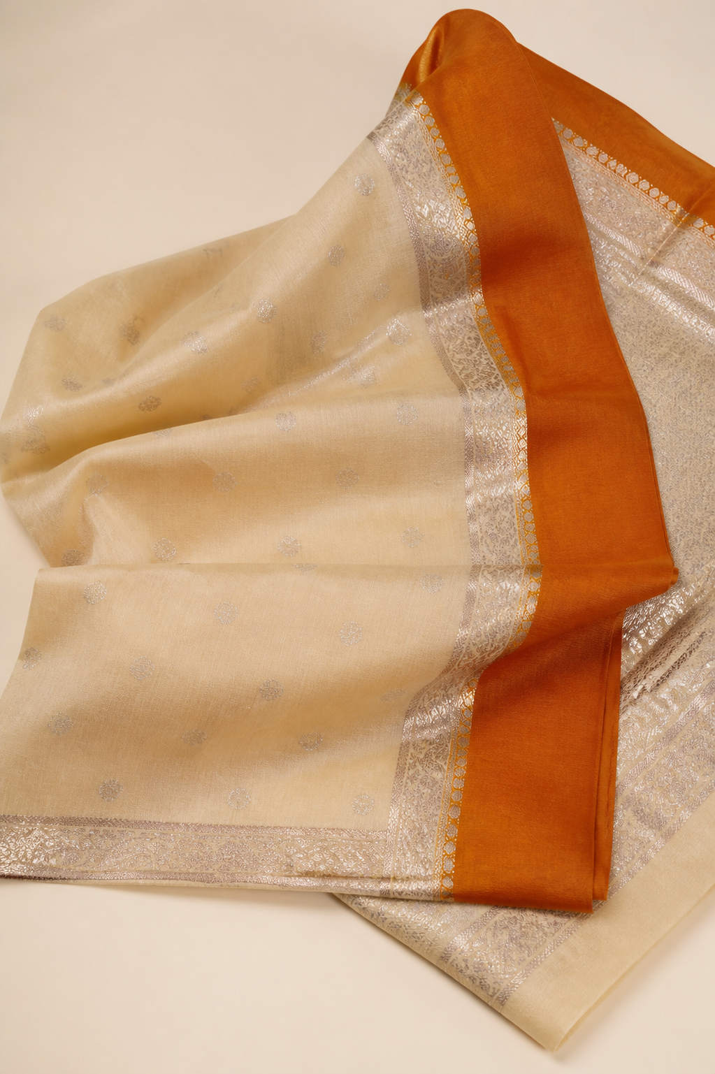 Orange Banarasi Tussar Silk Saree – hero view