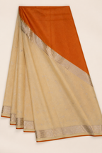 Orange Banarasi Tussar Silk Saree – pallu view