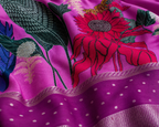 Pink Banarasi Linen Saree — fabric view