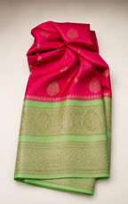 Pink Banarasi Tussar Silk Saree — hero view