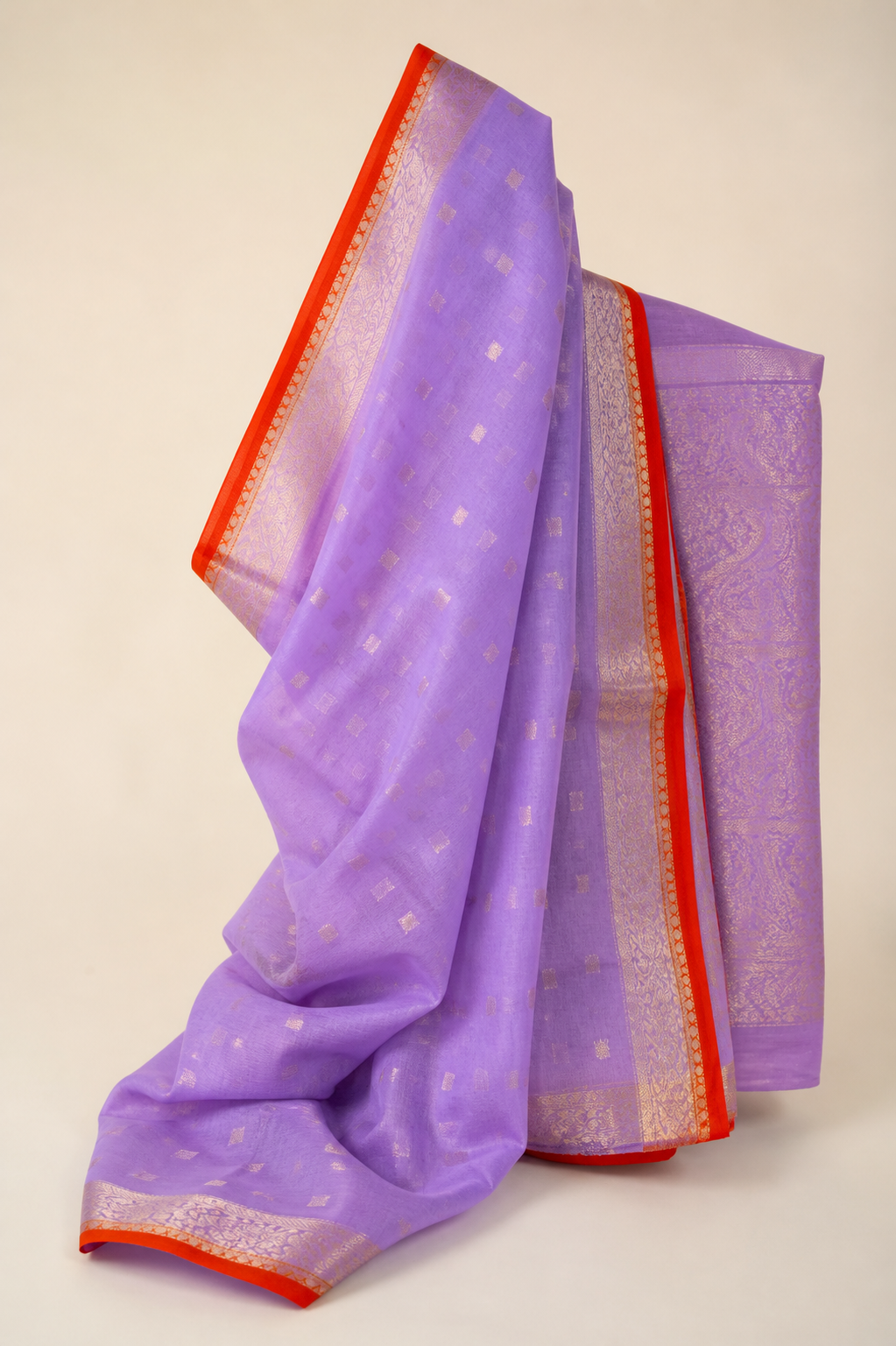 Red Banarasi Tussar Silk Saree – hero view