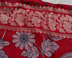 Red Banarasi Linen Saree — fabric view