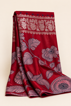 Red Banarasi Linen Saree — hero view